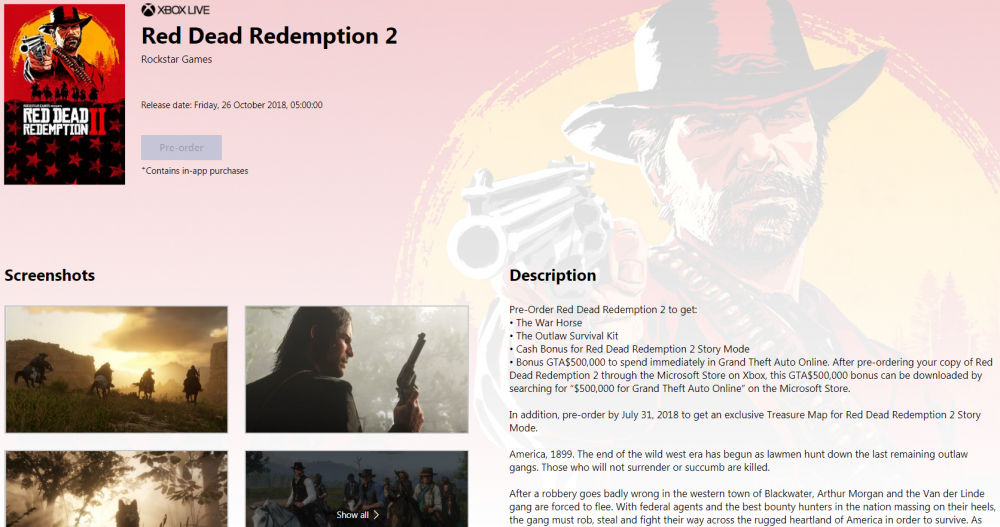 За предзаказ RDR 2 дадут кредиты для GTA Online и DLC для сюжетного режима