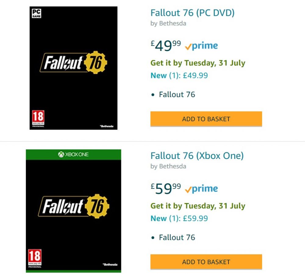 Дату выхода Fallout 76 слили на Amazon, а потом удалили