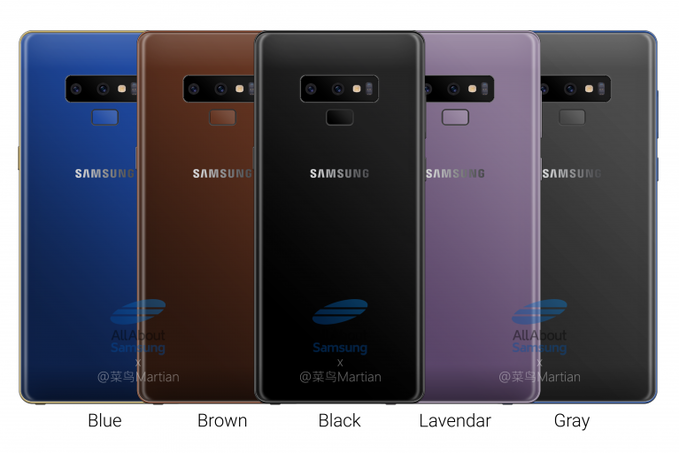 Samsung Galaxy Note 9 появится в 5 цветах
